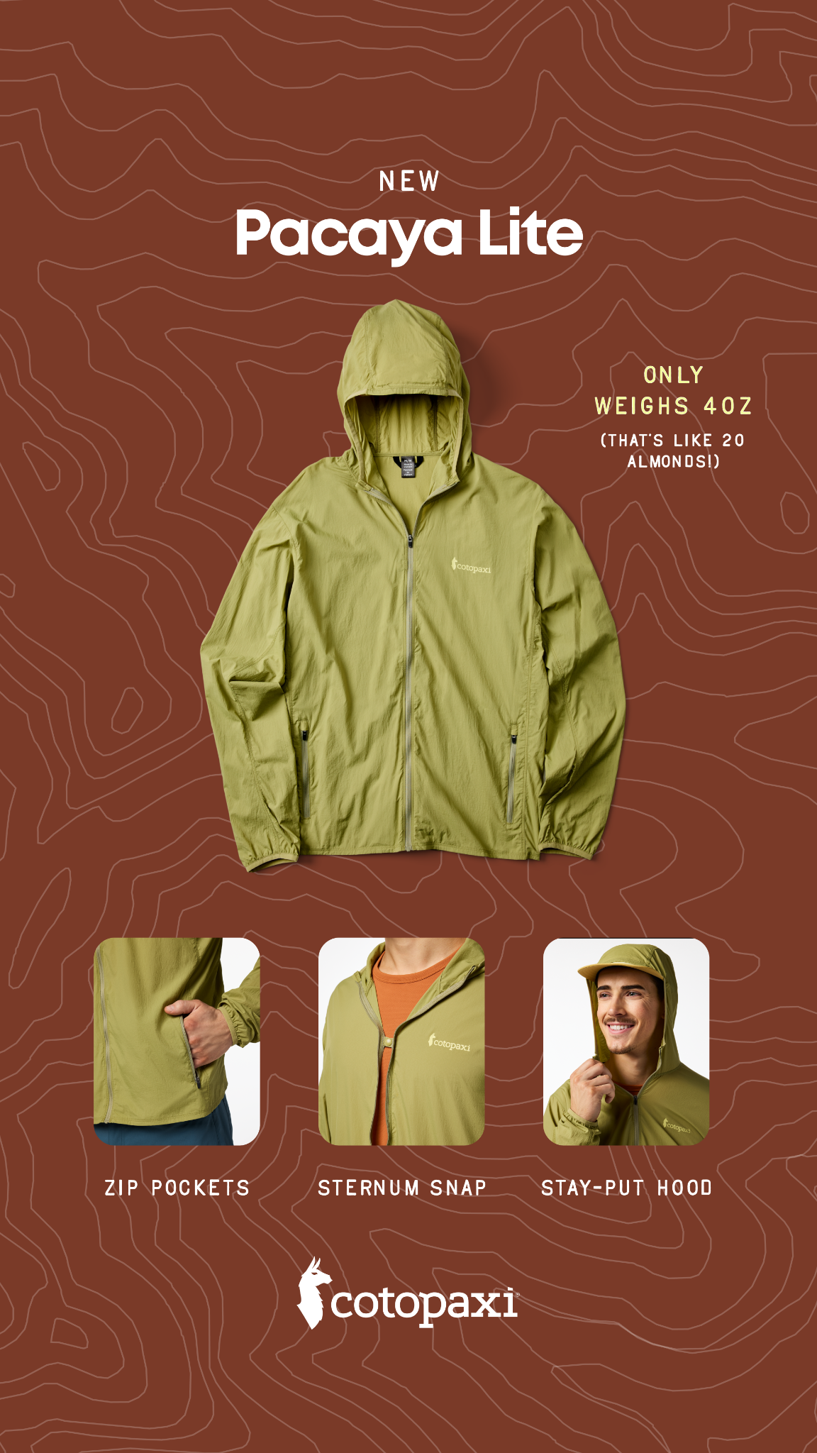 Ultra light for the in-between moments—cool starts, breezy descents, fast miles on two wheels. Easy protection that packs into its own pocket. Like magic.