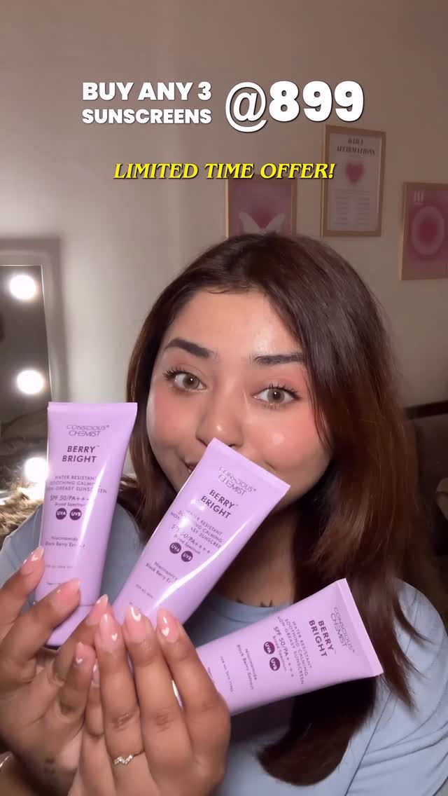 This is your sign to stock up RIGHT NOW 👀✨

Buy 3 at ₹899 and you’re sorted for months.
Stock up, share with your fam, and stay protected every single day 🤍

#consciouschemist #sunscreen #sunprotection