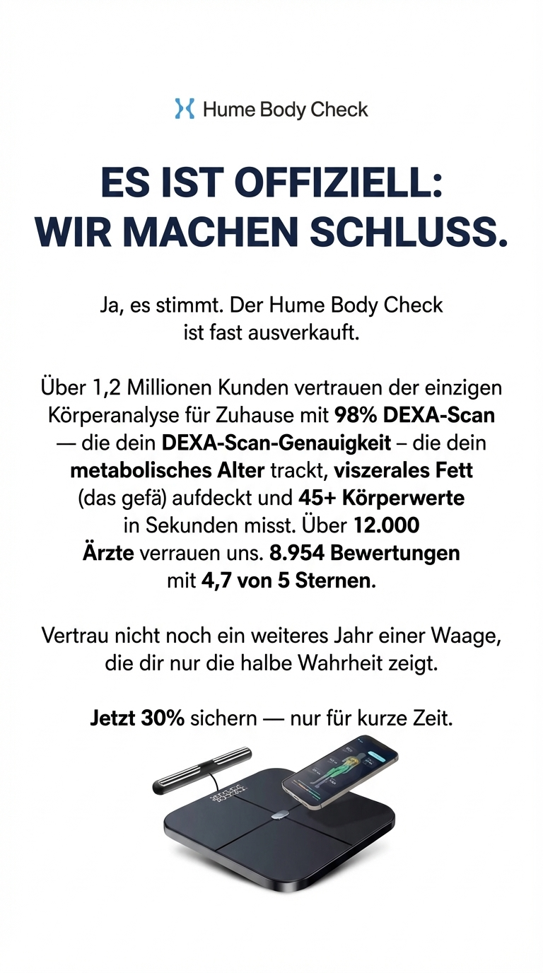 Über 45 Körperwerte. Bis zu 98 % DEXA-Genauigkeit. Alles in 30 Sekunden.