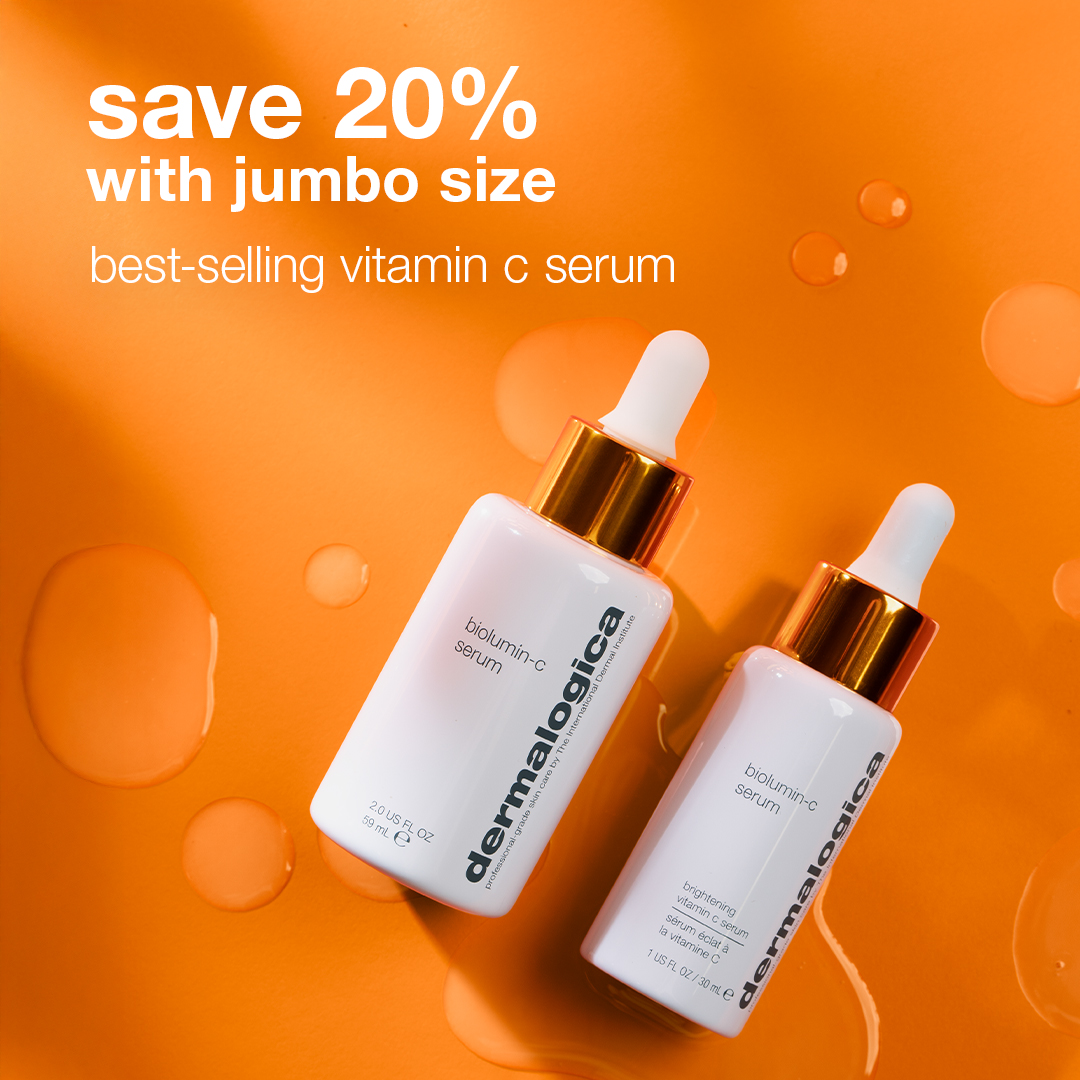Brighten, firm + shield skin against damaging free radicals. Save 20% on our best-selling BioLumin-C Vitamin C Serum when you shop jumbo size.  ​