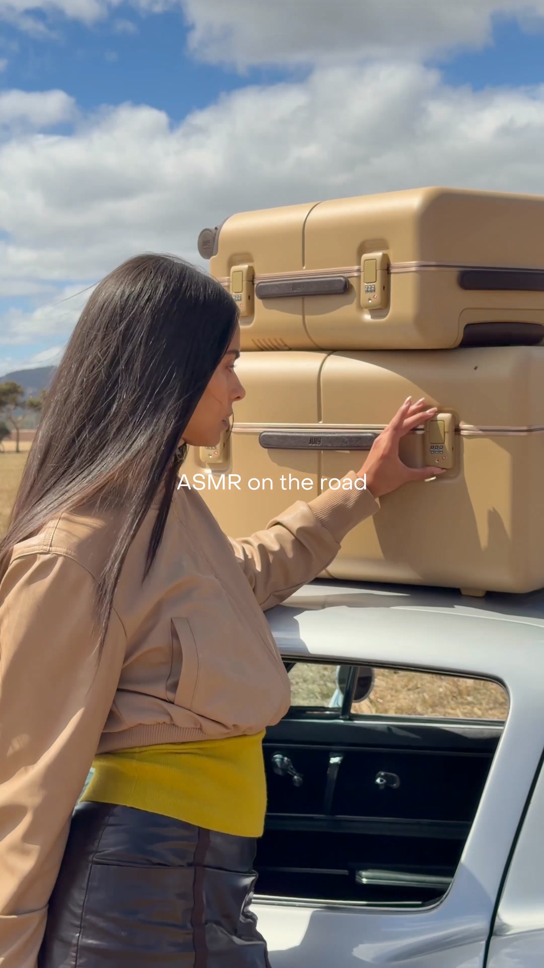 The July Trunk, now in Honey Sand. Limited edition. Inspired by the golden age of travel, built for wherever the road takes you next.
