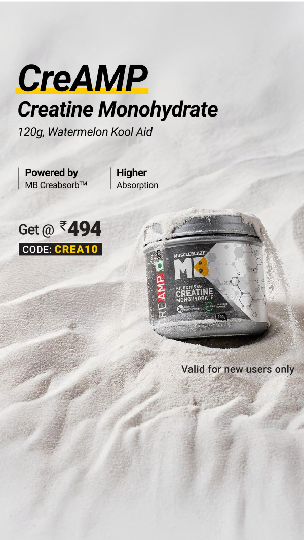 🎉New Purchase Comes With Exciting Price Cut! 💸 Order MuscleBlaze 120g Creatine CreAMP, Watermelon Kood Aid @ Rs. 494. 🤑