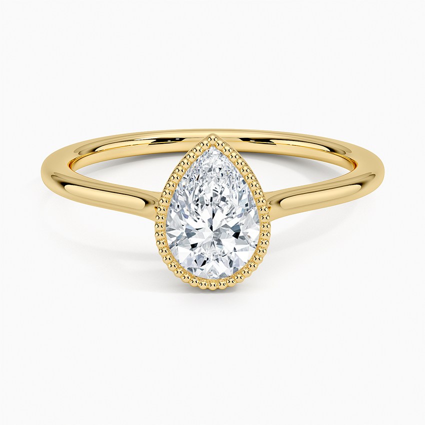 Margot Bezel Engagement Ring with a Pear Cut Lab Diamond - 18K Yellow Gold
