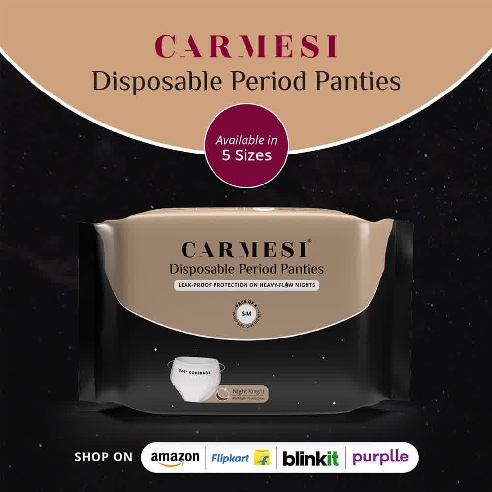 Carmesi’s Disposable Period Panty — the ultimate solution for leak-proof confidence.
🩸360° leak protection
🩸Absorbs like 5 pads
🩸Super-soft & comfy

Shop now on Amazon, Flipkart, mycarmesi, & more
