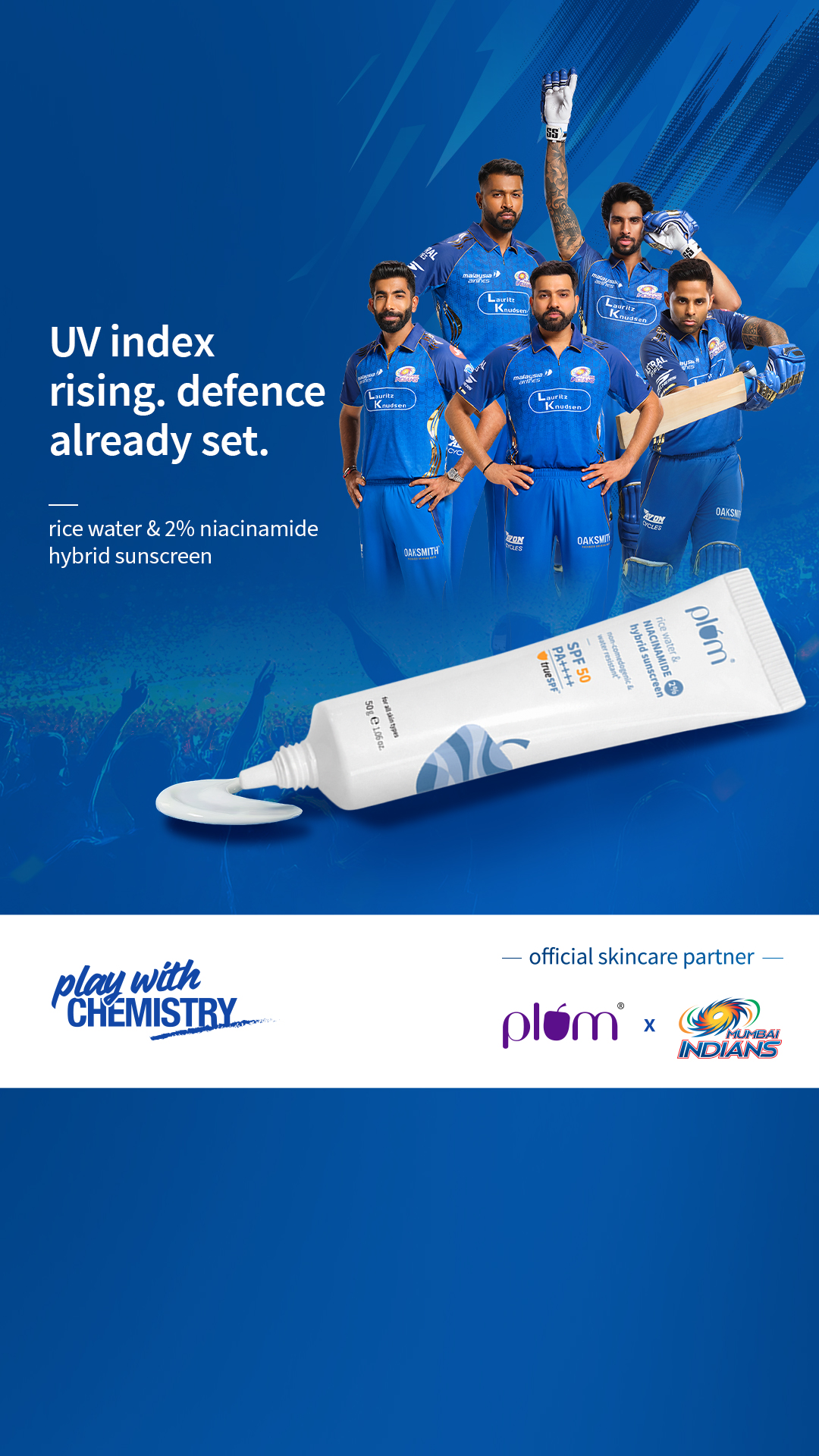 High-performance Plum TrueSPF™ 50 helps defend skin from UV damage without leaving a white cast.