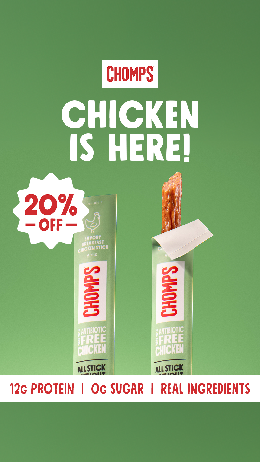 Your favorite protein is now available in a more portable and snackable size. Each stick has 12 grams of protein, 0 grams of sugar, and is made with real ingredients.