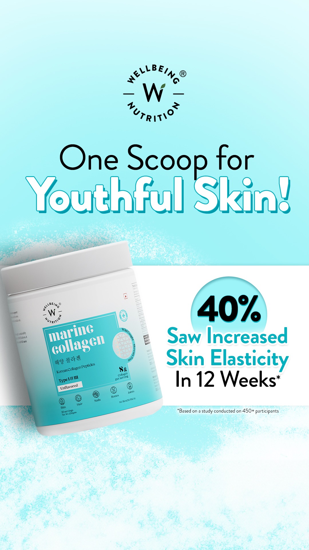 Don’t let your age define your beauty. ✨

Experience the time-turning benefits of our scientifically researched Korean marine collagen peptides that help your skin in multiple ways, like:
🤍 Reducing fine lines and wrinkl