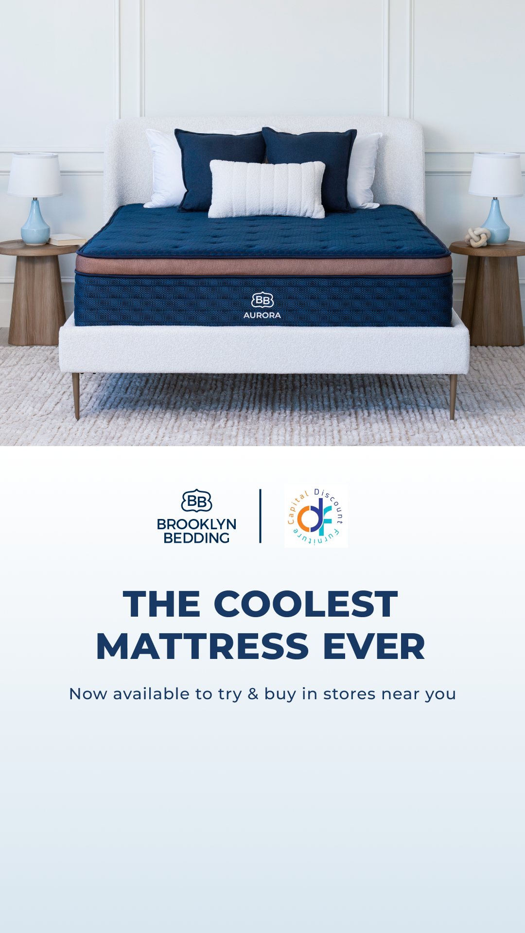 Try award-winning Brooklyn Bedding mattresses in-store at Capital Discount Furniture in Durham! Visit a partner showroom near you.