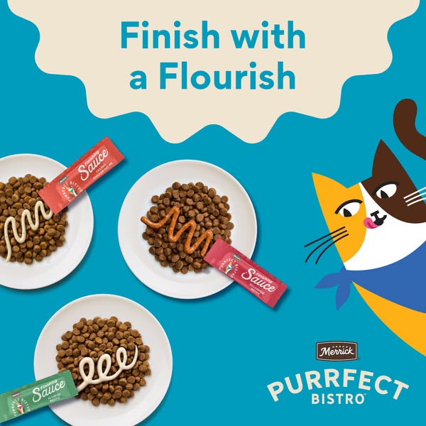 Delight your discerning feline with savory, lickable Purrfect Bistro Finishing Sauces as a final touch to a meal or a delectable treat—new at Chewy.
