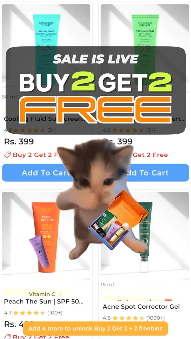 Buy 2 Get 2 Free! 
+free gift on cart 🎁🎁
Crazy deal, crazy savings! 
Only for next 12 hrs.