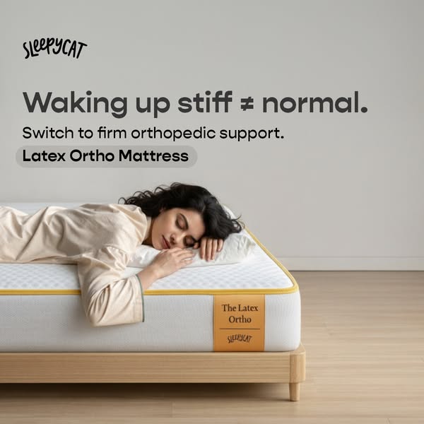 Dealing with back pain or poor sleep posture? The SleepyCat Latex Ortho Mattress is built for firm, orthopedic support that helps keep your spine aligned through the night. With a responsive latex layer and a strong supp