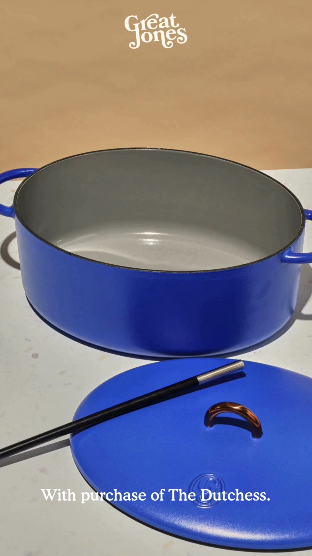Buy the Dutchess, our iconic oval Dutch oven, and we’ll include a Baby Dutch at no extra cost. Two perfect pots for the price of one.