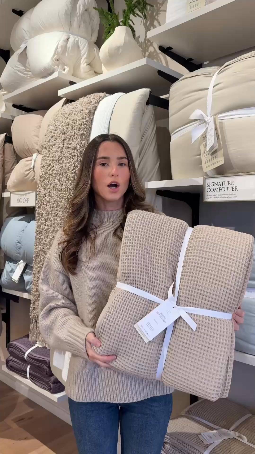 YOUR SANCTUARY STARTS_With our coveted
Waffle Bed Blanket, made for extraordinary comfort in the finest 100% organic cotton. This bestseller feels plush to the touch, breathable to sleep in, and offers the most contentfu