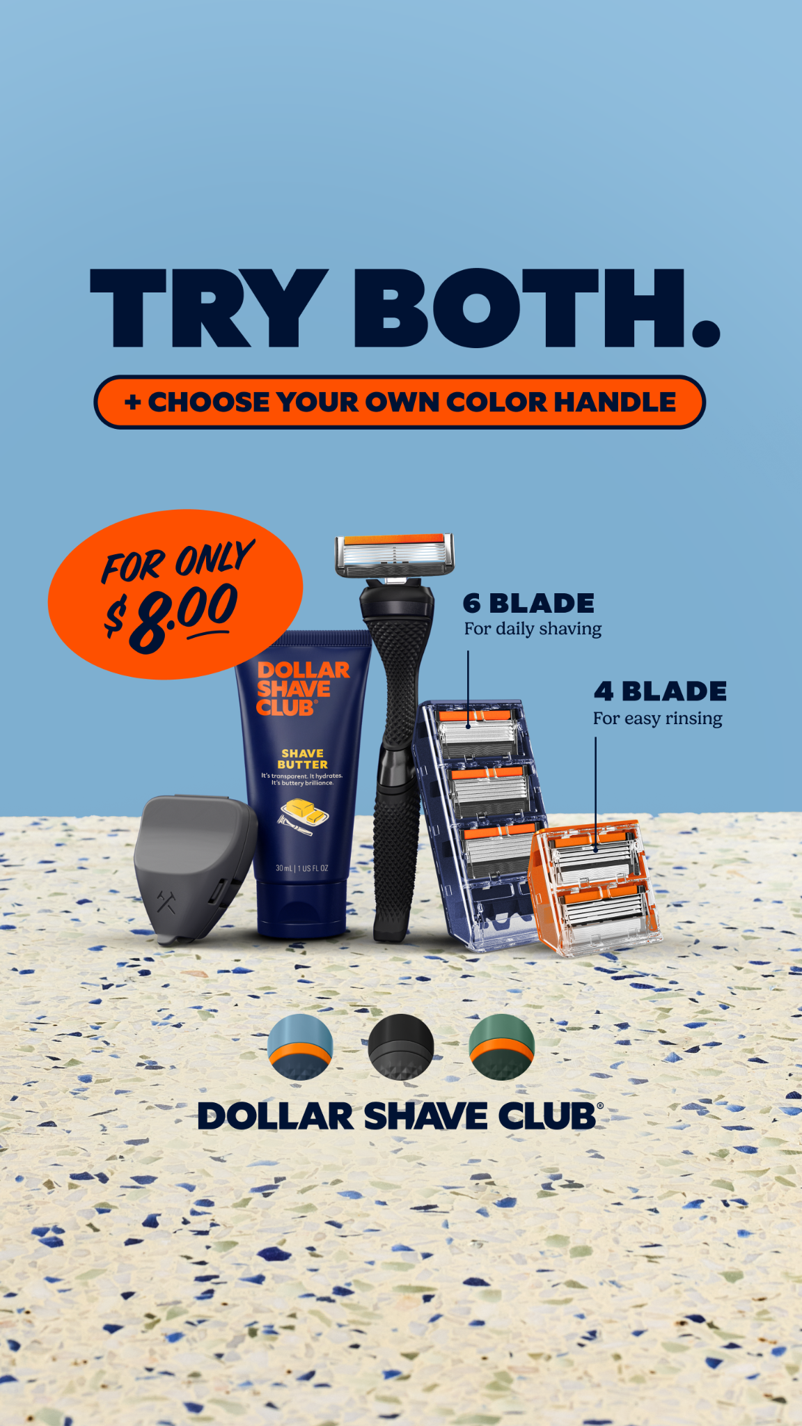 Try the signature 6 blade and the classic 4 blade for only $8 in our new member welcome box.
