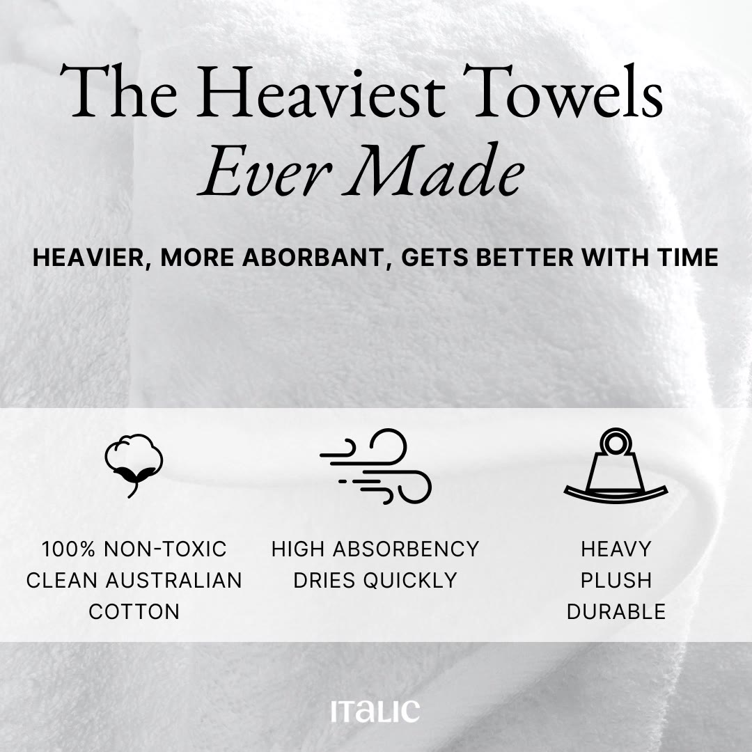 You move fast. Your towel should, too.

Made from OEKO-TEX® certified clean cotton, these are the heaviest, most absorbent towels out there—built to dry quicker, feel better, and last longer.

No fluff. Just performance,