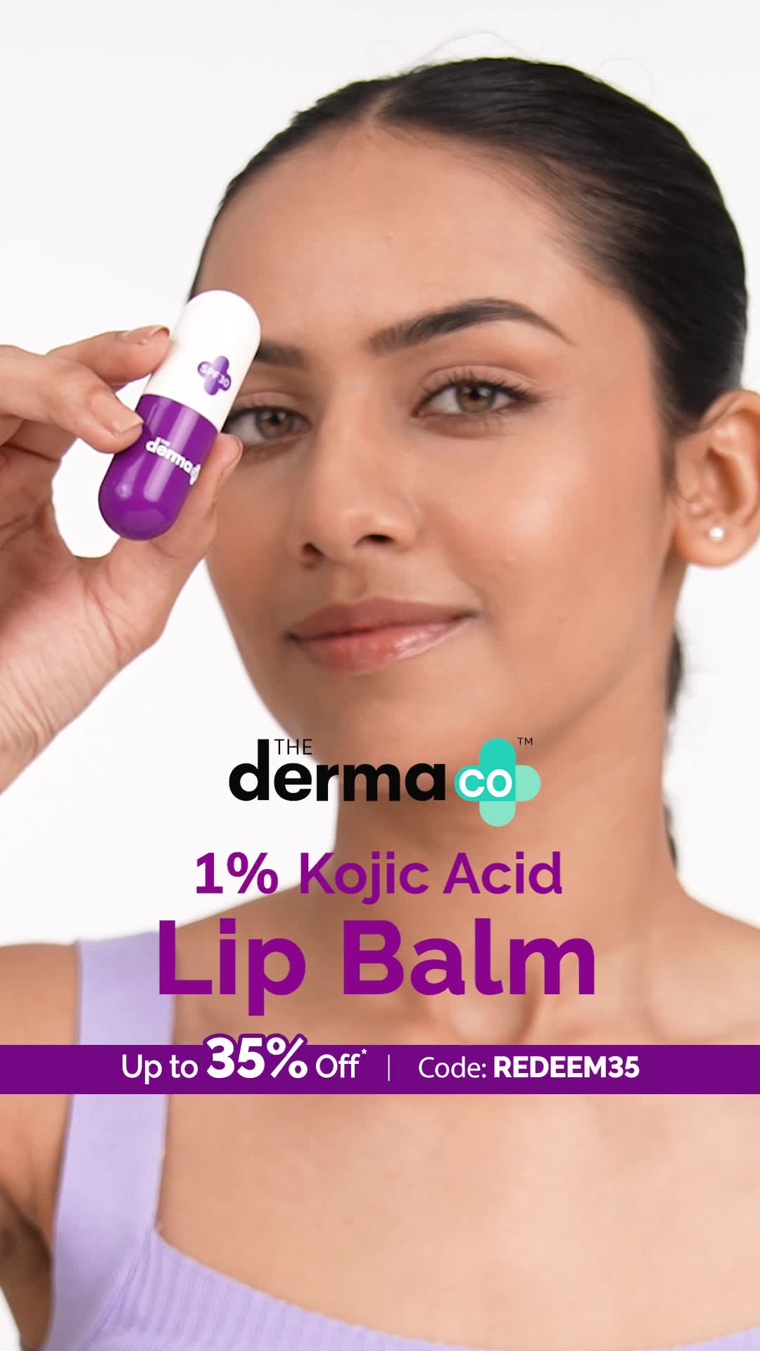 Dark lips? Fix them with Derma Co 1% Kojic Acid Lip Balm — fades pigmentation, hydrates with Hyaluronic Acid & protects with SPF 30.