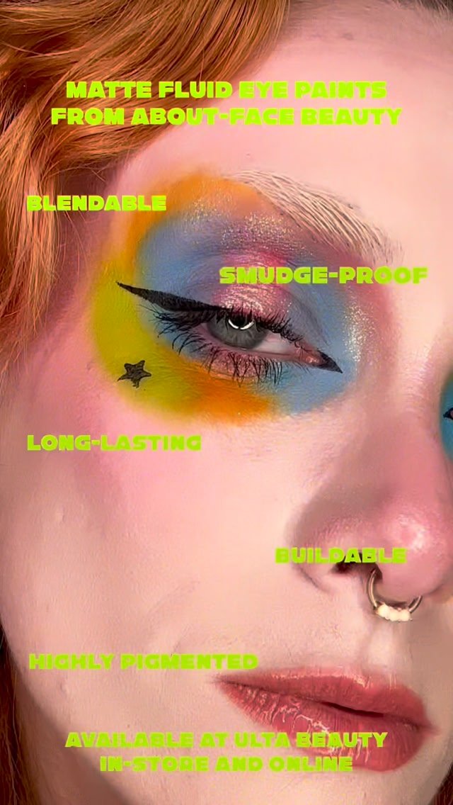 how many about-face matte fluid eye paints can I fit in one look?⭐️ 
- available in 31 bold, highly pigmented colors for just $18 at @ultabeauty in-store & online @aboutfacebeauty 💚💋 #aboutface 

look details: 

@aboutfa