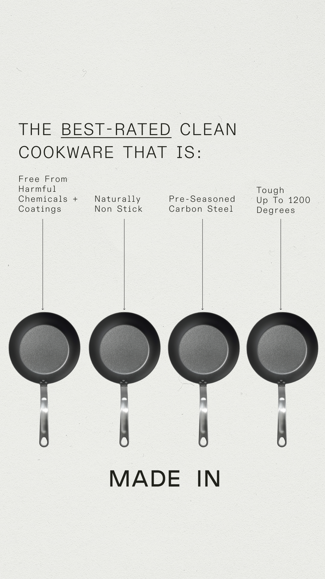 Meet your new favorite piece of cookware.

Our Carbon Steel Cookware is perfect for cooking out on the grill, on the stove, or even over an open flame.

Professional-grade Carbon Steel is natural and free from harmful ch