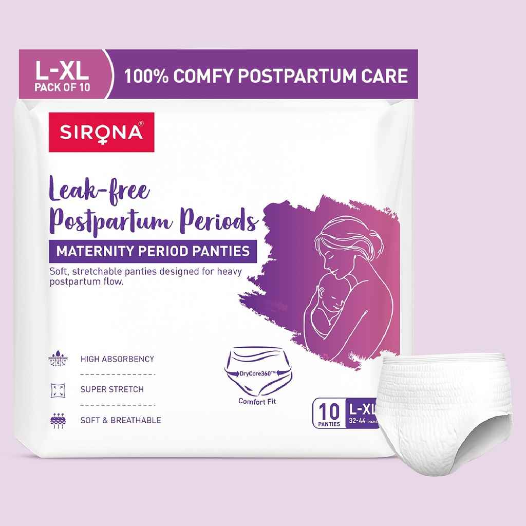 Post-delivery recovery isn’t easy—your essentials should be.

Meet Sirona Maternity Panties, thoughtfully made for new moms:

💧 Handles heavy flow with 10X absorption
🌙 Stay dry day & night with DryCore360™
🌸 Rash-free, 