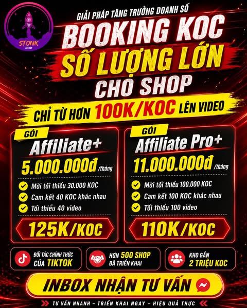 BOOKING KOC SỐ LƯỢNG LỚN CHO SHOP – CHỈ TỪ HƠN 100K/KOC LÊN VIDEO

Shop muốn xây dựng hệ thống TikTok Shop Affiliate nhưng đang gặp những vấn đề sau?

Không biết tìm KOC ở đâu.
Không có nhân sự booking chuyên trách.
Đã b