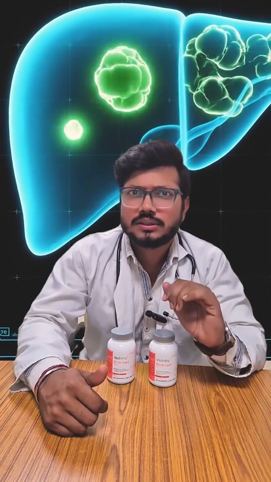 Your liver does the hard work silently.
Vedistry Liver Care Tablet helps support it — clinically.

A unique Ayurvedic formulation designed for NAFLD, with trials showing:
✔️ Reduced fatty infiltration
✔️ Lower fibrosis l