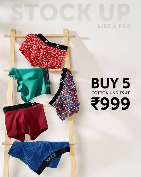 A full drawer just feels better. Stay stocked on everyday comfort. Grab 5 for ₹999.