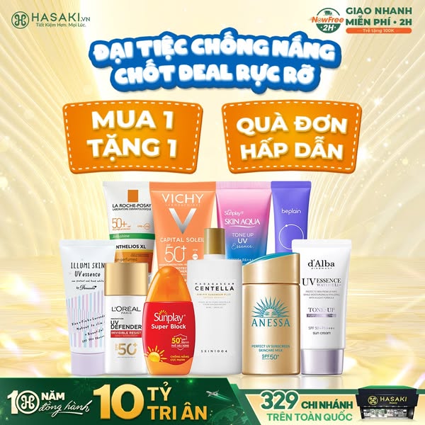#𝗡𝗼𝘄𝐅𝗿𝗲𝗲𝟮𝗛 Trễ Tặng 100K – 329 Chi Nhánh 
ĐẠI TIỆC CHỐNG NẮNG - CHỐT DEAL RỰC RỠ 

👉Mua ngay tại đây: https://go.hasaki.vn/71CAB15A83 

🎁Tặng 2 Gel rửa mặt da dầu nhạy cảm 50ml #350K khi mua hóa đơn La Roche-Posay 499K

