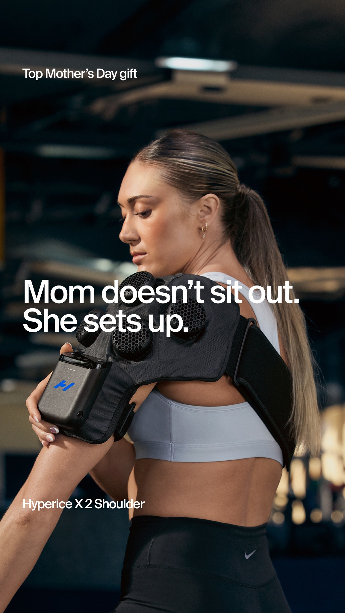 For the mom who never sits out. The Hyperice X 2 Shoulder delivers hot and cold contrast therapy so she can keep doing what she loves. On sale now for Mother's Day. 💜