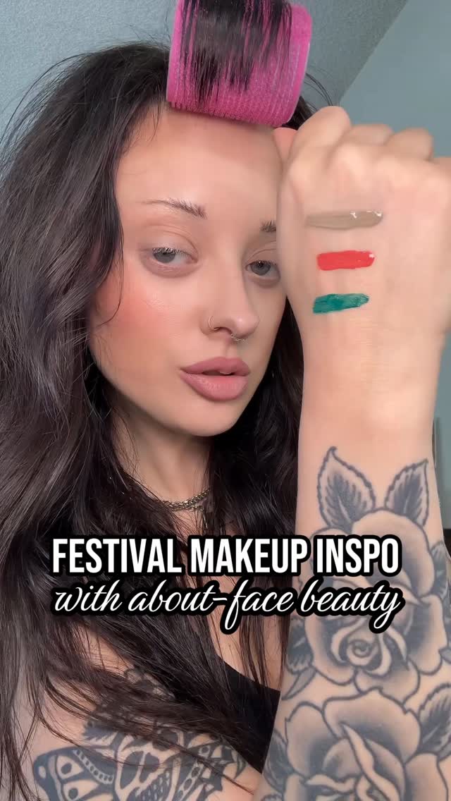 festival season is JUST heating up so this is your reminder to get a lil weird with your looks ✮

using alllll @aboutfacebeauty products, including the matte fluid eye paints in ‘smell b4 rain’, ‘marigold’, & ‘crocodile 