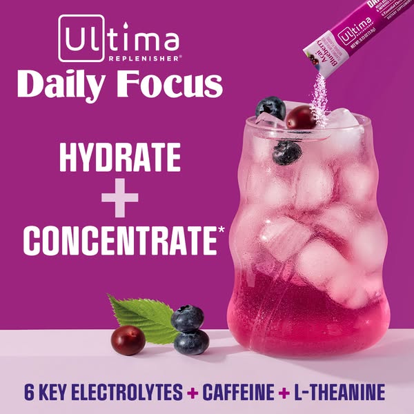Ultima Daily Focus is electrolytes + natural caffeine from green tea extract, clinically shown to improve focus and concentration.*

*These statements have not been evaluated by the U.S. Food & Drug Administration. This 