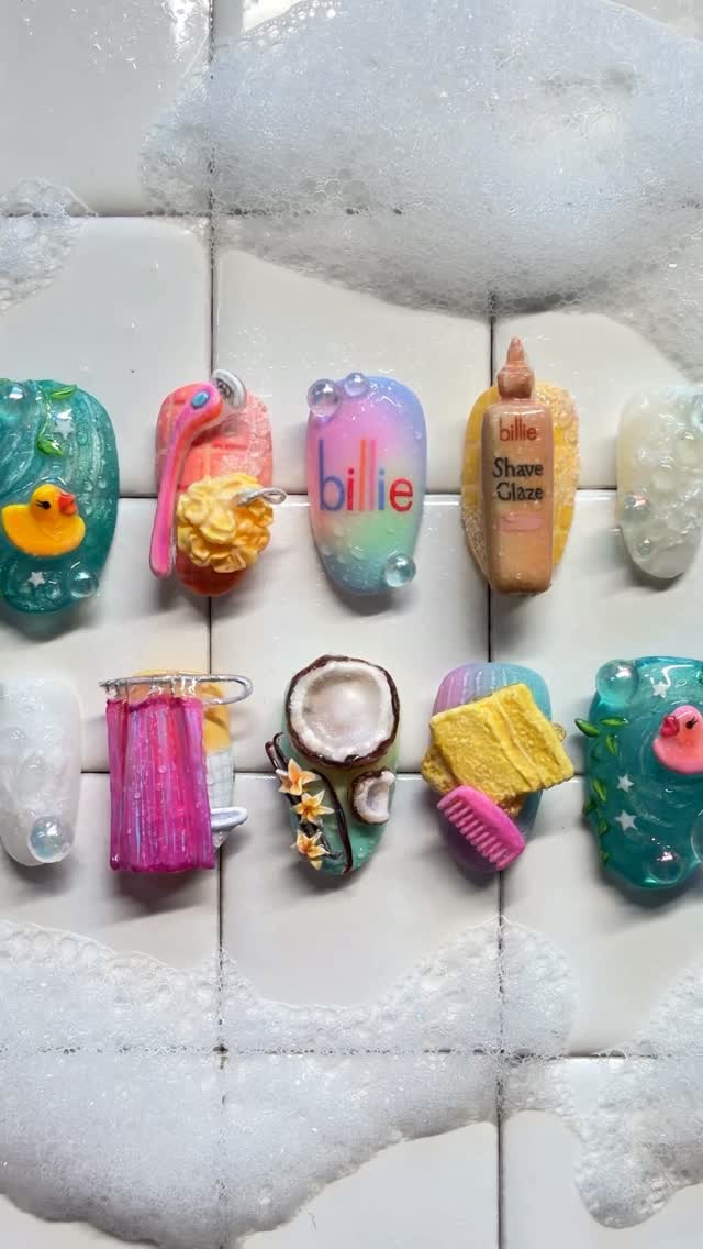 turning my shave routine into a nail set༄.°🛀🧼
-
using @billie products as inspo for this set because who says your shave routine can’t double as nail inspo?? 🫧 i had so much fun pulling colors, textures, and little detai