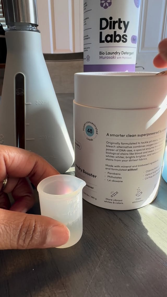 @stefannniee 
You no longer have to compromise between detergent that is actually clean or that cleans your clothing... @dirty_labs is both! It’s concentrated so you don’t need a lot but it’s gotten tumeric out of my clo
