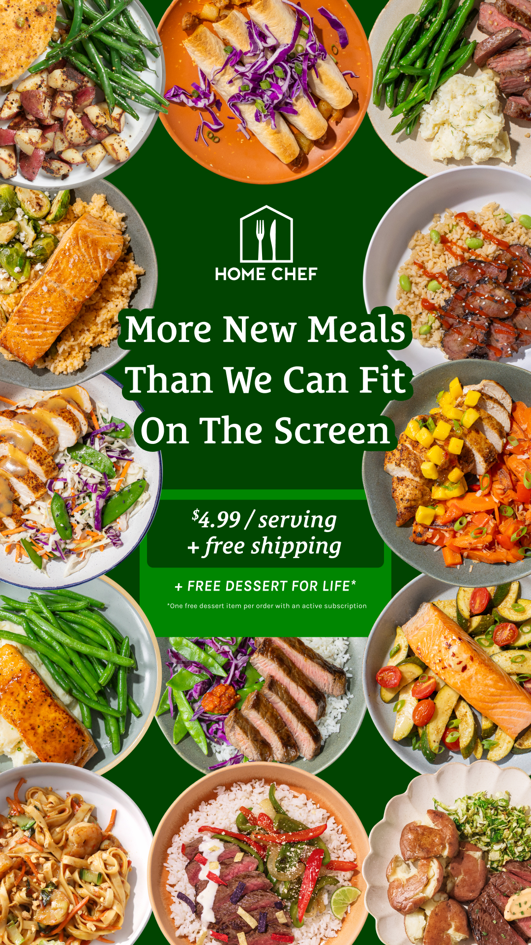 We’re bringing so many new meals to the menu every week, we can’t get them all in the frame! Find your new favorite recipe on the Home Chef menu this week when you sign up and get Meals Starting At $4.99/Serving + Free S