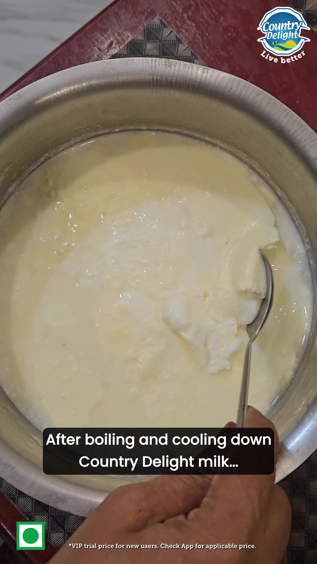 Ghar pe ghee banana hai?
Start with thick, creamy Buffalo Milk full of moti malai.
Country Delight’s pure Buffalo Milk has no added water or milk powder — just pure creaminess.
Up to 40% off + free VIP trial on the app.