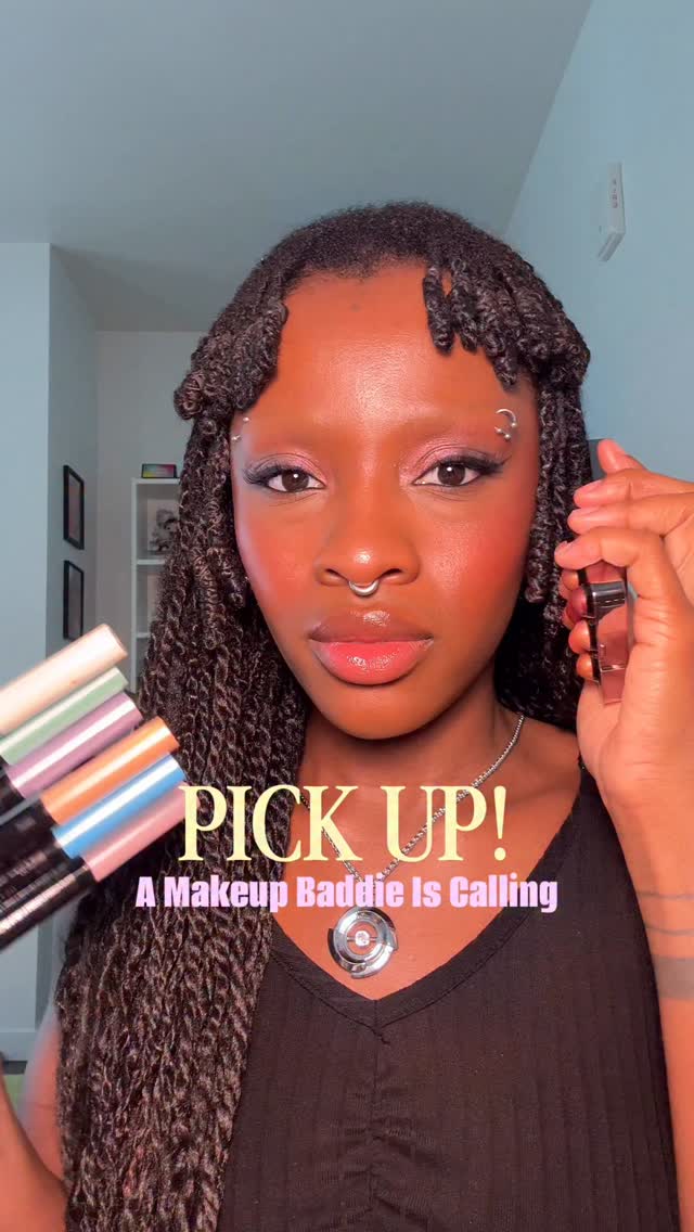 im feeling more whimsy and alien-like with the no eyebrows and the iridescence of color from @aboutfacebeauty's holosticks and ballet beam highlighting pearls °❀.ೃ࿔