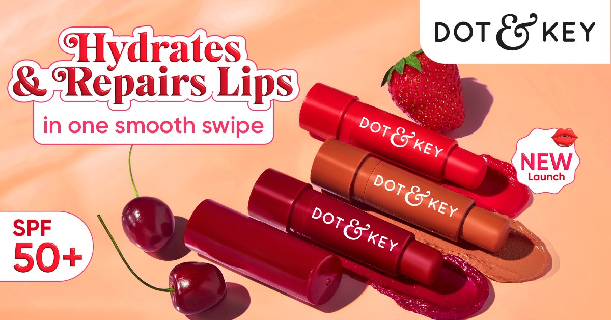 New Launch Alert💋, Barrier Repair Hydrating Lip Balm SPF 50.

Keep your lips healthy, plump & protected.
 🍓Strawberry Red
 🍒Cherry Crimson
🍫Cocoa Nude
🫐Blueberry Bliss

Why Dot & Key SPF 50+ Lip Balm?
💋 Clinically proven