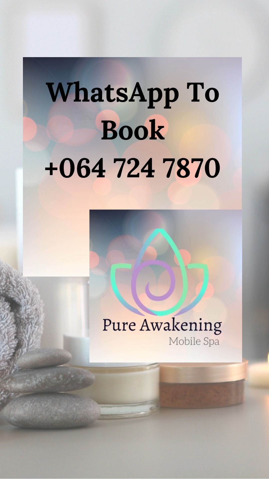 Feeling tense and tight? Contact Pure Awakening Mobile Spa and let us work out the knots in your back with a deep tissue massage. 

We'll leave you feeling relaxed and ready to take on the world! 

📱 +27 647247870
📩 judy