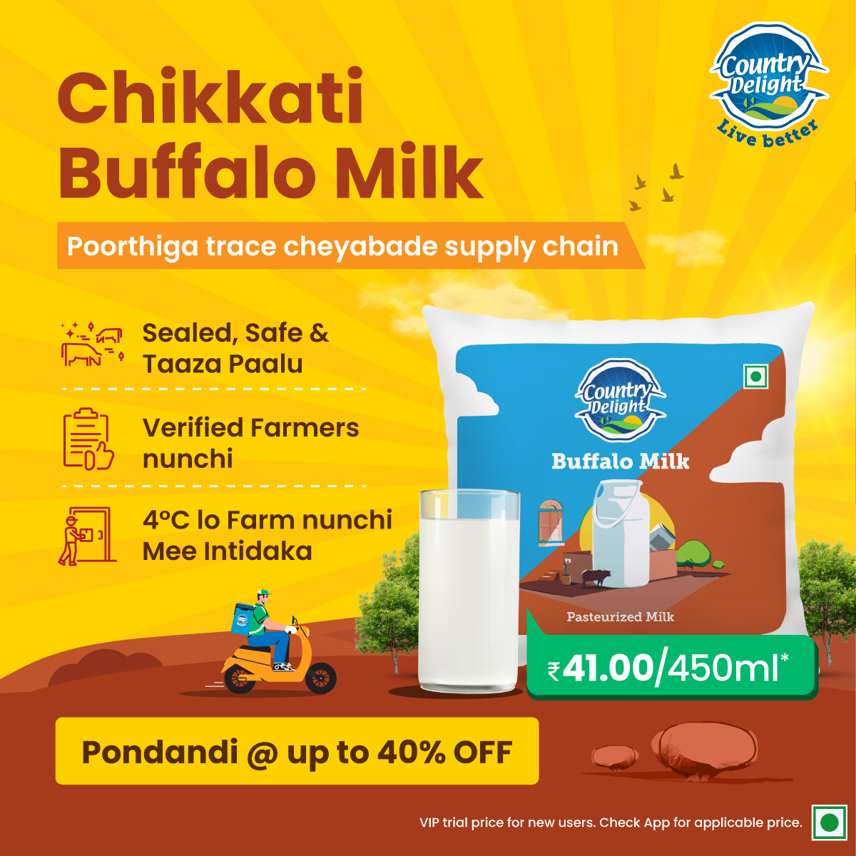 Buffalo milk by Country Delight—Trusted by 6M+ Indians and delivered via fully taceable supply chain
