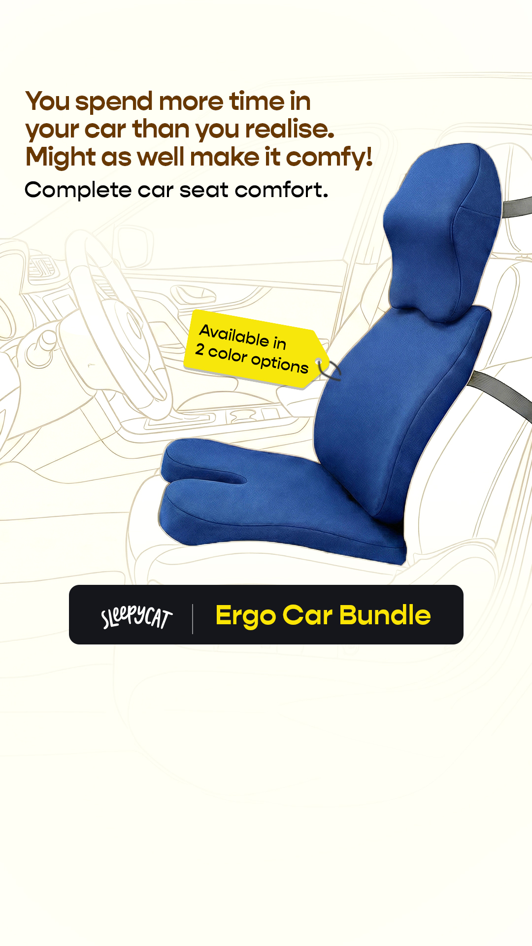 The Ergo Car Bundle provides neck, back, and hip support for a comfy, pain-free commute everyday.