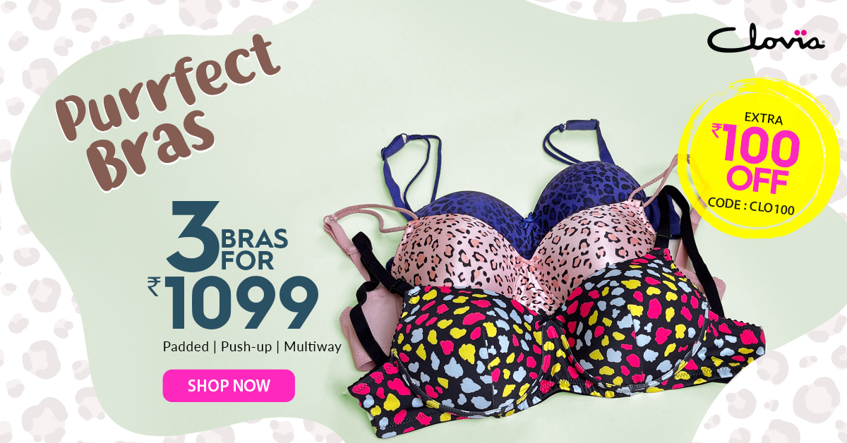 3 animal printed padded bras at 1099