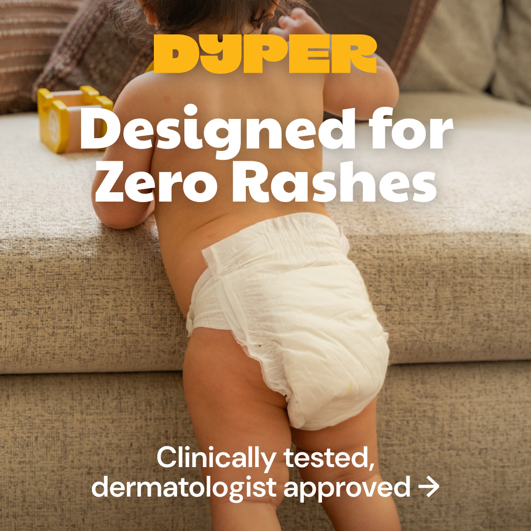 DYPER™ diapers, made with natural fibers touching your baby’s skin and designed for zero rashes and zero leaks!