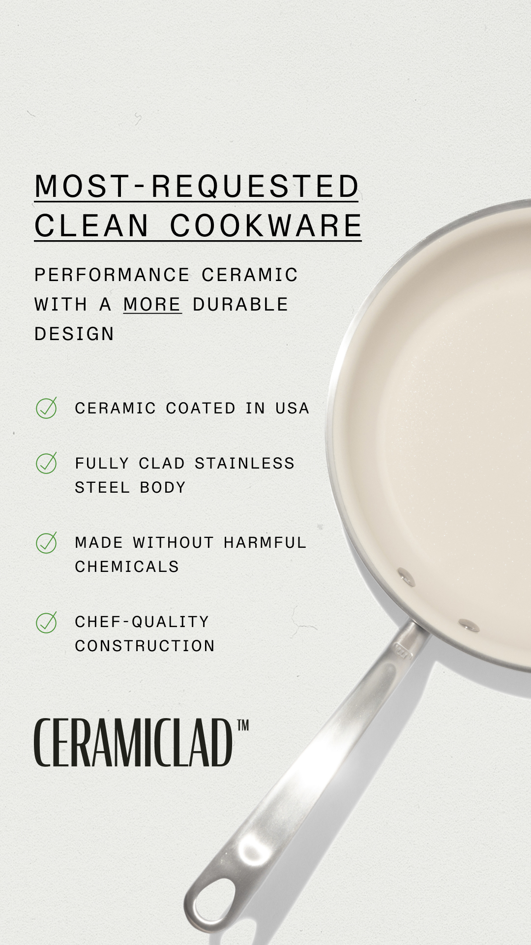 Chef-Quality Ceramic Cookware: CeramiClad™