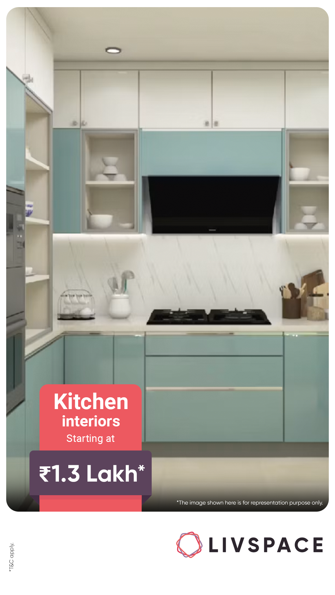 Modular kitchens that perfectly blend beauty with ergonomic designs, starting at ₹1.3Lakh. Book a free design consultation now!
*The pricing is subject to catalogue changes*

🚚 45-day installation*
✅ 146-quality checks
🛡