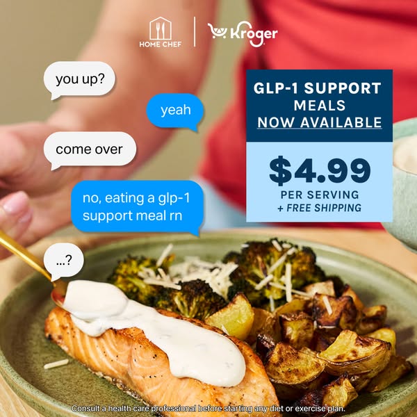 👋 Say goodbye to the dinner you used to know! With Home Chef’s new GLP-1 Support meals, you can get easy-prep meals that fit in with your lifestyle, delivered straight to your door.

🥗NEW GLP-1 Support Meals
🍽️Dietitian-