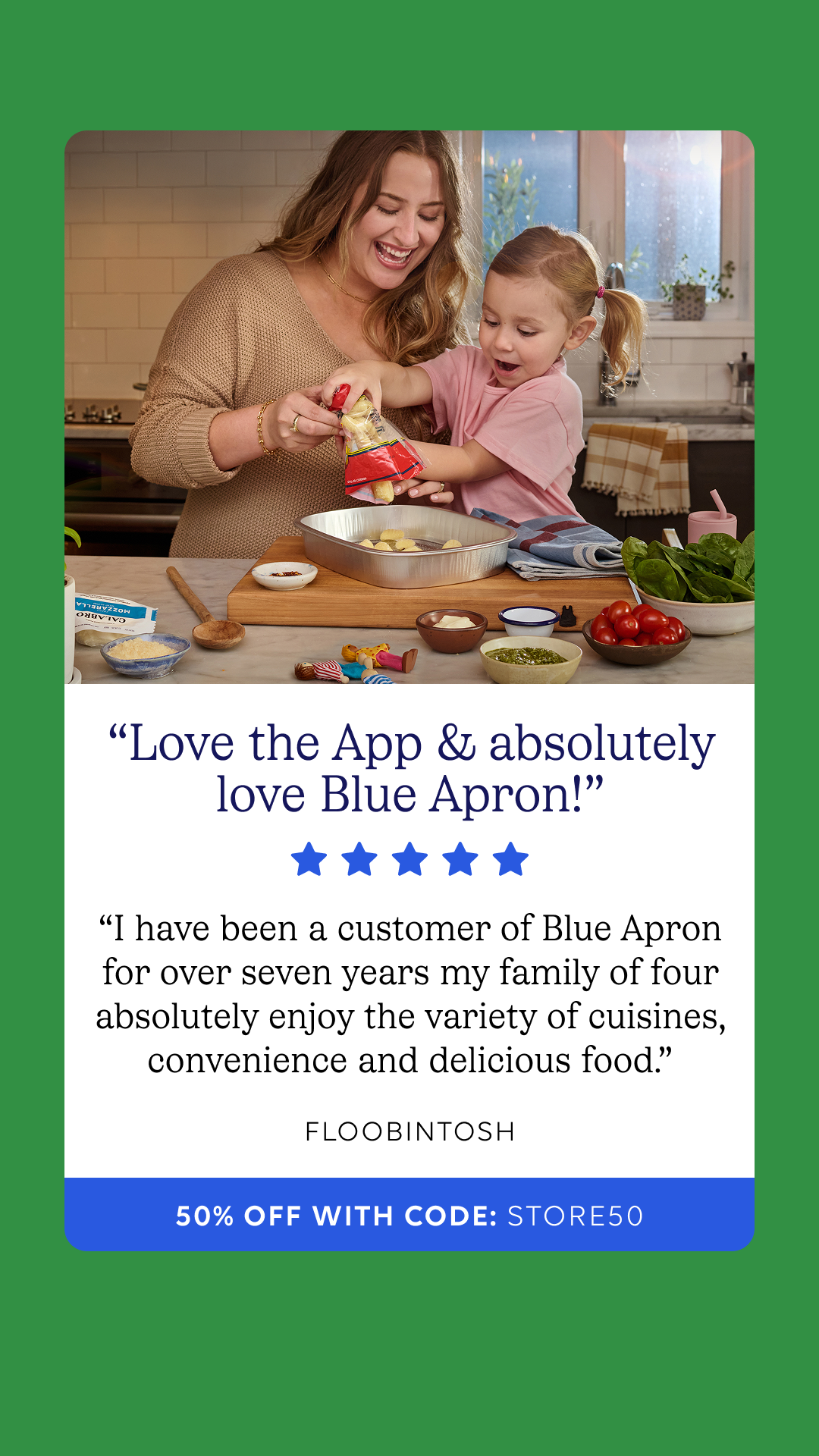 Dinner just got easier. 🍽️ Plan meals, manage deliveries, and discover new recipes—all from the Blue Apron app. Less planning. More cooking. Way more enjoying.

Download & order today and save up to 50% off your first th