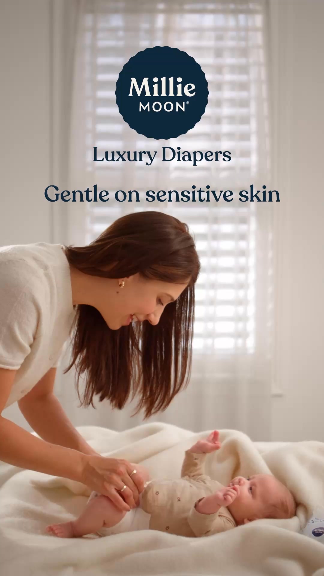 Expertly crafted with sensitive skin in mind, Millie Moon Luxury Diapers are dermatologist tested and safe on sensitive skin. 

✨ 97% of parents say Millie Moon is softer*
✨ Quality certified by Dermatest 
✨ Made with an