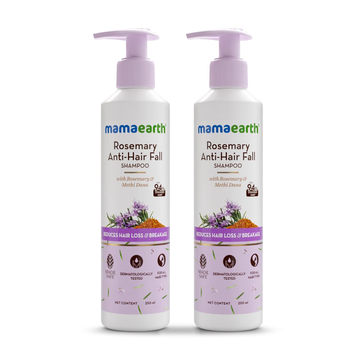 Struggling with hair fall? 🌿
Switch to Mamaearth Rosemary Anti-Hair Fall Shampoo—powered with Rosemary & Methi Dana for up to 93% less hair fall* and stronger, healthier hair.