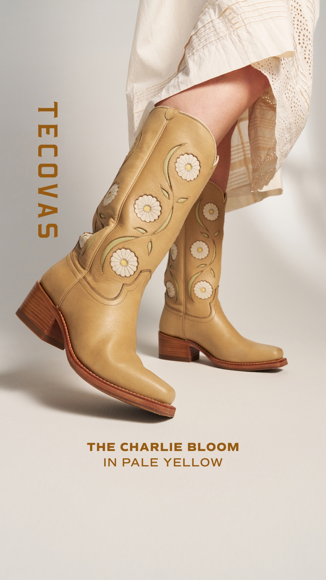 Introducing The Charlie Bloom. A spring-inspired version of our classic Charlie boot features delicate flower inlays.