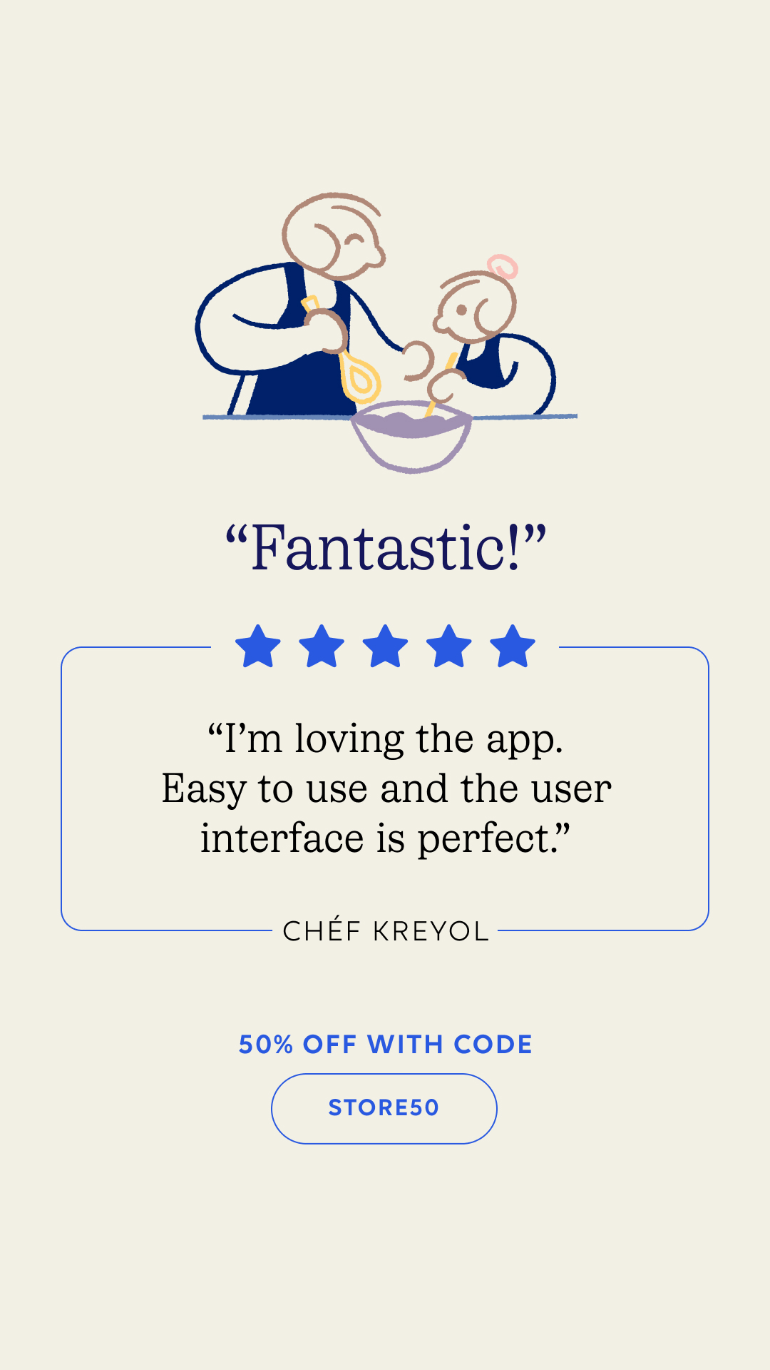 ⭐ The reviews are in! Download the Blue Apron app and find out for yourself. ⭐

Act fast and get up to 50% off your first 2 orders + free delivery. Use Code: STORE50