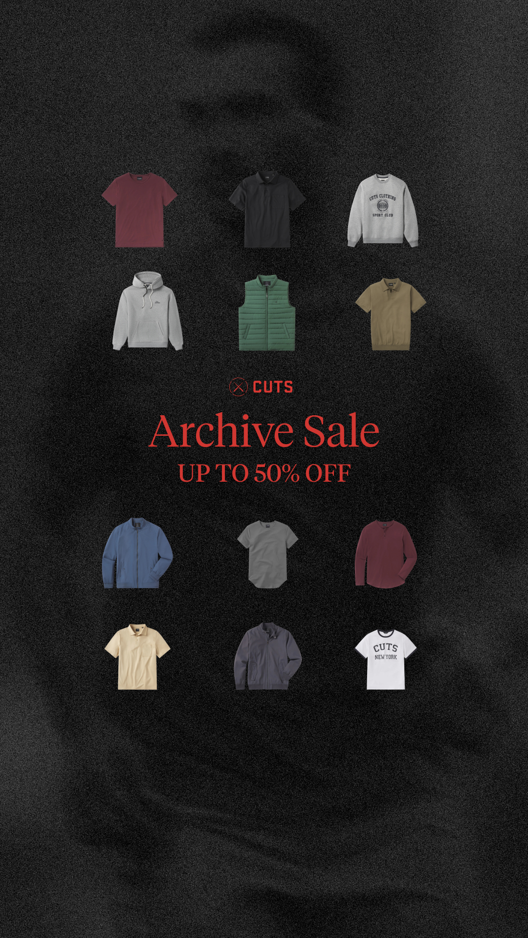 Last chance to grab premium staples. End of season styles, up to 50% off during our Archive Sale.